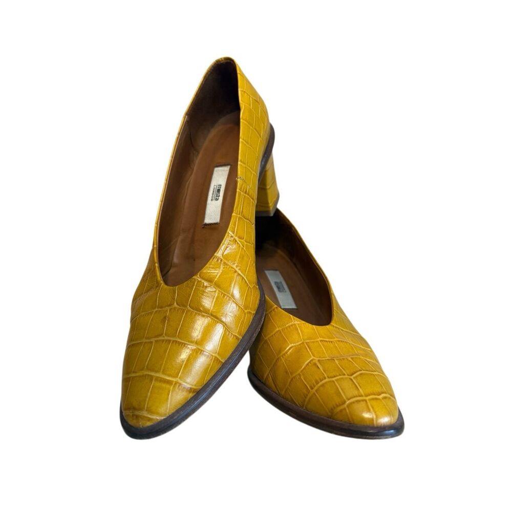 Miista Bernadette Croc Leather Heels Pumps